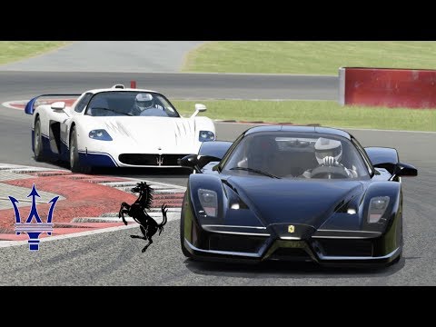 Exterior View Maserati MC12 vs Ferrari Enzo at Nürburgring GP / Assetto Corsa