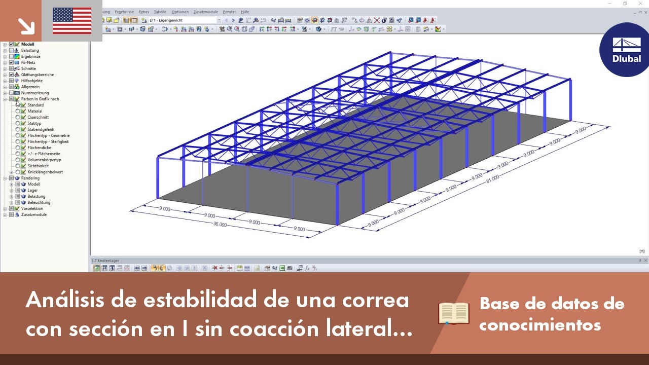 KB 001649 | Análisis de estabilidad de una correa con sección en I sin coacción lateral y torsional