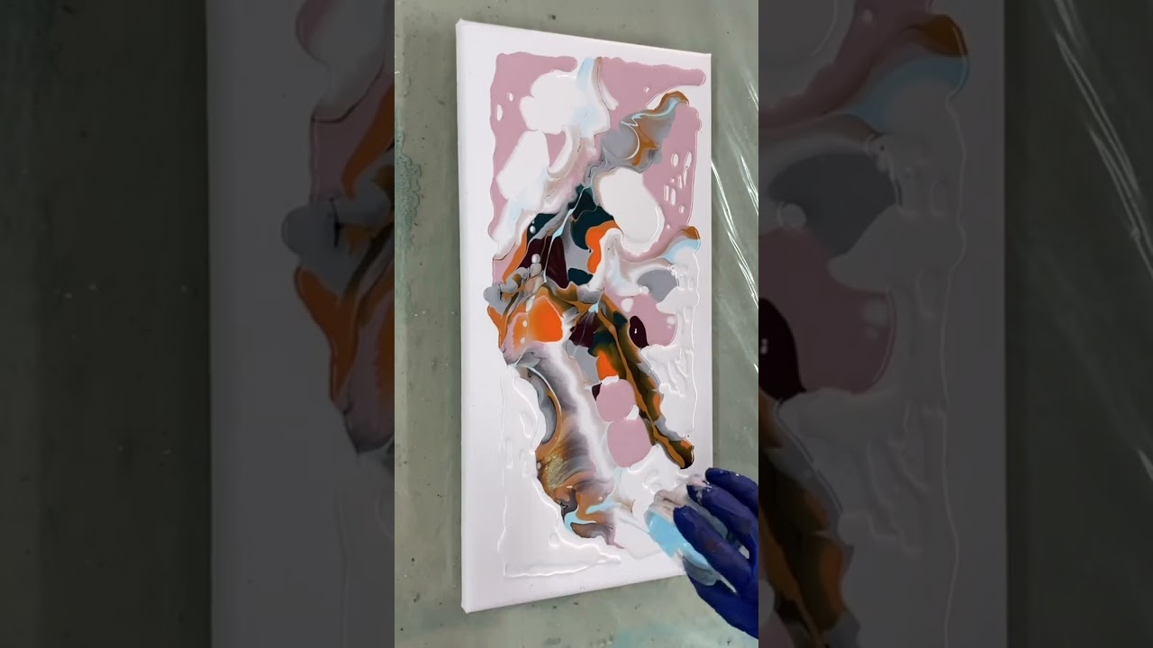 Stunning Acrylic Pouring, Hand-Painted Sphere with Pearl Cells. Acrylic pour paintings, Fine Arts.