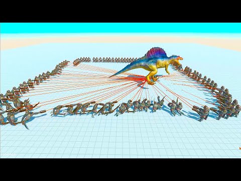 100x GORILLA HARPOONER vs CARNIVORE DINOSAURS - Animal Revolt Battle Simulator ARBS #60