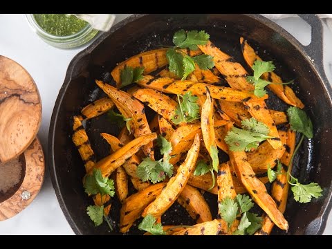 Grilled Sweetpotato Wedges with Cilantro Vinaigrette
