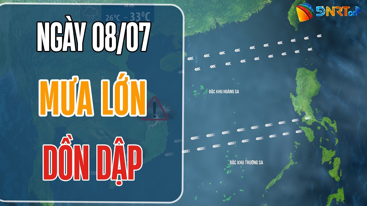 Dự báo thời tiết đêm nay và ngày mai 08/07 | Vùng núi Bắc Bộ đề phòng lũ quét và mưa lớn dồn dập