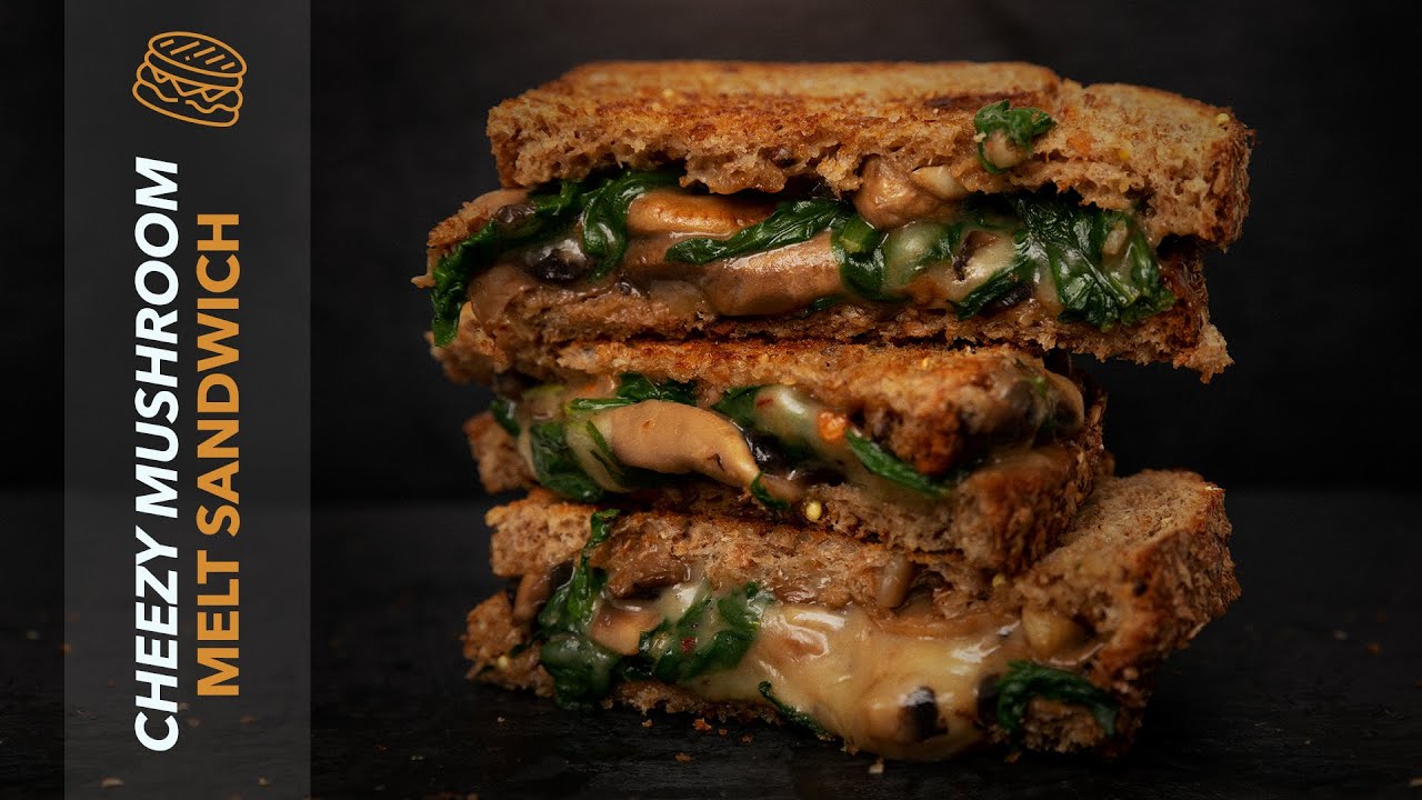 Healthy Mushroom Spinach Sandwich | Mushroom Melt Sandwich