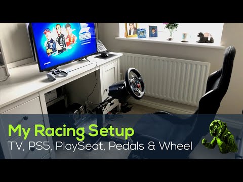 My Sony PlayStation 5 setup, with PlaySeat, Logitech G29 Wheel and Pedals, etc.