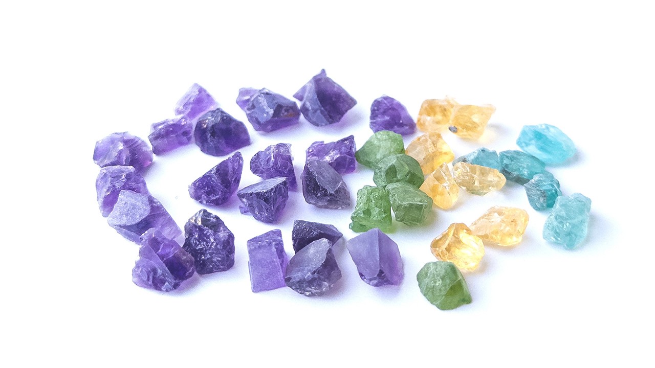 Multi Stone - Amethyst, Citrine, Apatite & Peridot | Undrilled Rough | 7-8mm Bead Size | 39 Pieces | 140 Carats video