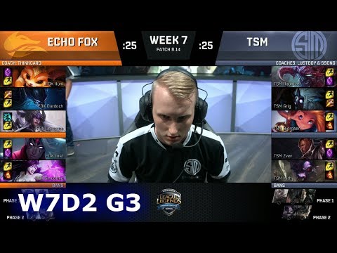 Echo Fox vs TSM | Week 7 Day 2 S8 NA LCS Summer 2018 | FOX vs TSM W7D2