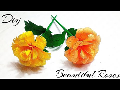 How to make Realistic, Easy paper Roses | Paper flower DIY| Rose flower making..