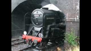preview picture of video 'The Black Prince Leaving Weybourne Station Norfolk on a wet and windy day'