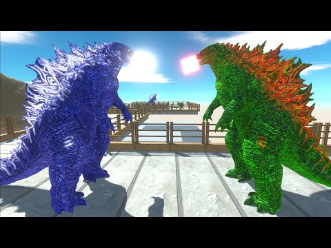 GODZILLA GREEN vs GODZILLA BLUE DEATH RUN ATTACK - Animal Revolt Battle Simulator