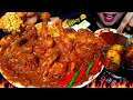 ASMR EATING LOTS OF SPICY CHICKEN GRAVY WITH EXTRA SPICY GRAVY RICE SPICY MASALA POTATO HUNGRYGIRL