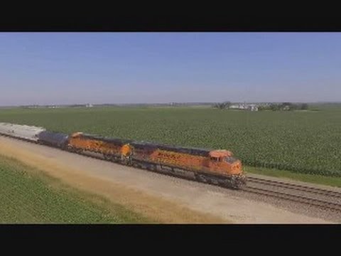 BNSF Freight train footage shot by drone
