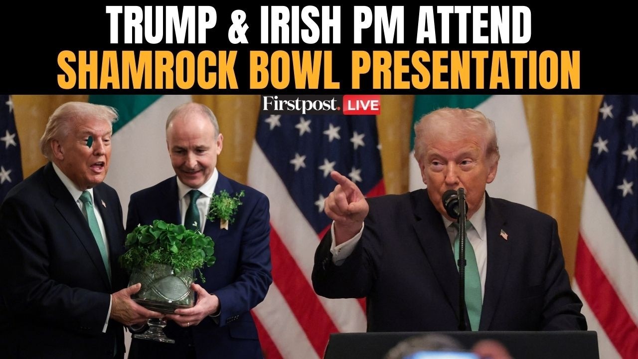 LIVE: Trump, Irish PM Martin Participate in Shamrock Bowl Presentation | US Iran War | Firstpost