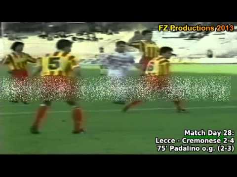 Serie A 1993-1994, day 28 Lecce - Cremonese 2-4 (Padalino own goal)