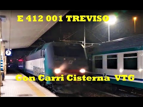 E 412 001 con carri VTG & GATX Treviso 18/02/2020