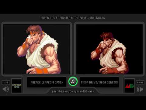 Dual Longplay [36] Super Street Fighter II (Arcade vs Sega Genesis) Side by Side Comparison
