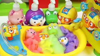 Let's take a bubble bath with Pororo 뽀로로랑 목욕해요! 거품 비누 장난감 - 꿀벌튜브