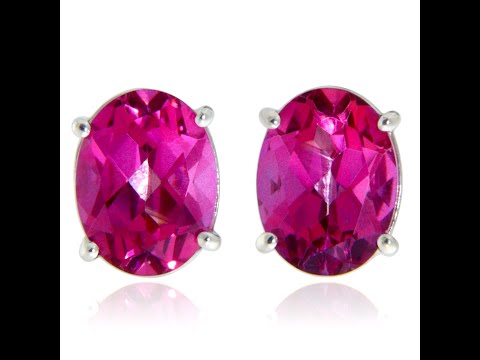 Cercei Stud Surub Argint 925 Topaz Roz Natural - Delicatete si Eleganta