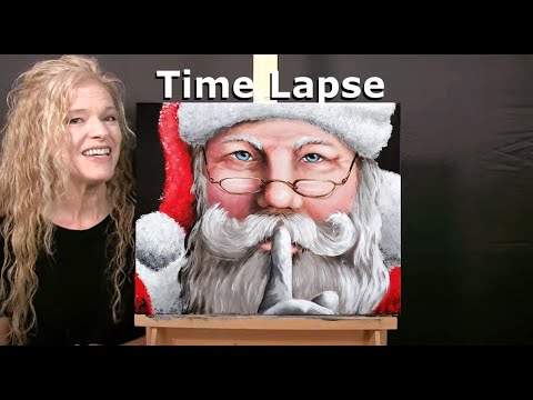 Learn How to Draw and Paint with Acrylics "SANTA'S SECRET" - TIME LAPSE - Portrait Painting Lesson