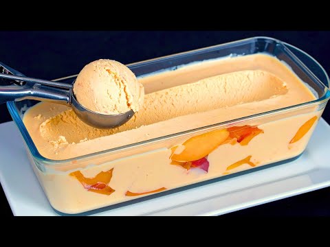 Just milk and peaches! The most delicious homemade ice cream in 5 minutes! No-bake dessert!