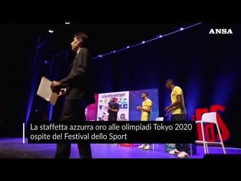 Marcel Jacobs, l'uomo piu' veloce del mondo, a Trento assieme a Patta, Desalu e Tortu