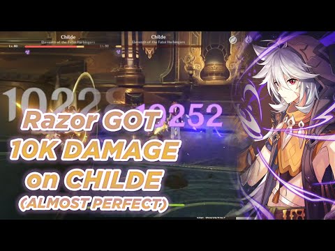 Razor 0 Constellation BUILD vs Childe LVL 80 HUGE DPS NO BUFF  | Genshin Impact