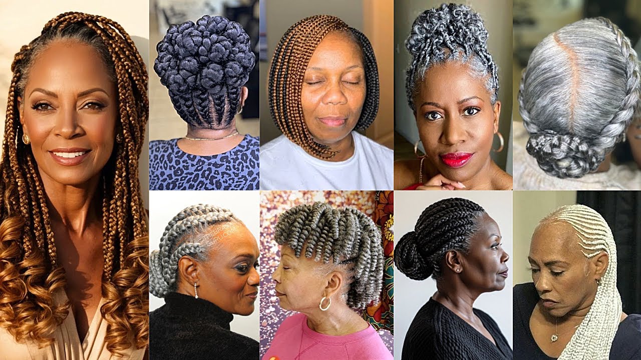 50+ Braids Hairstyles for Older Women Over 40|Gray Hair Braids for Black Women |Salt & Pepper Hair