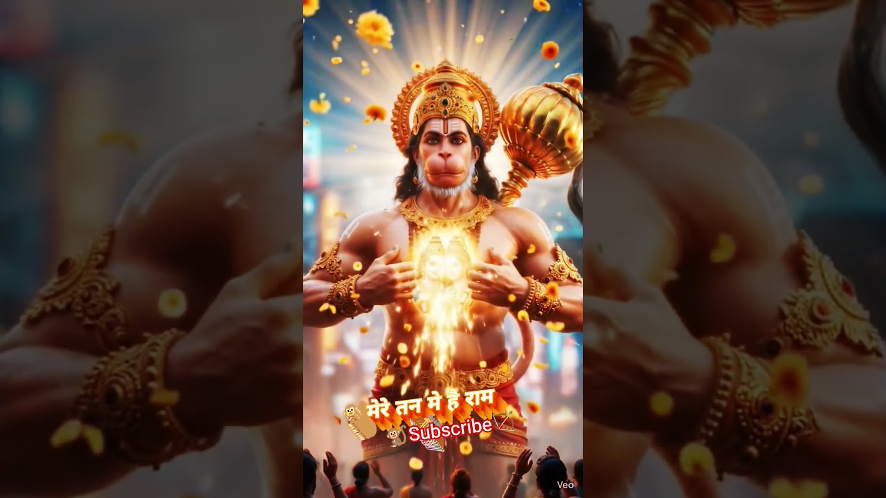 🐒मेरे तन मे है 🛕राम मेरे मन मे🏹 राम🙏 #sorts #hindugod #sreeram #bajrangbali #trending #youtubeshorts