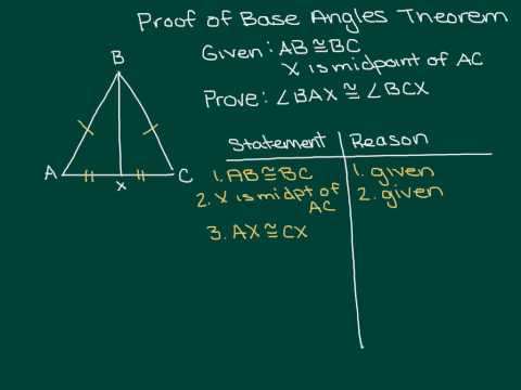 Proof of base angle theorem