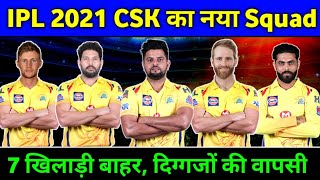 IPL 2021 Auction : Csk Squad 2021 || Csk Players List 2021 || Csk Released & Retained Players 2021