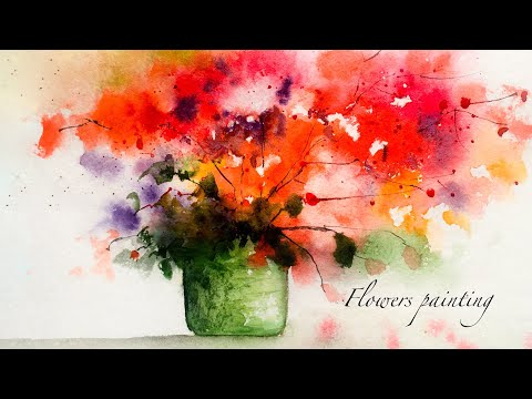 painting of pots in the abstract style . very easy . watercolor painting