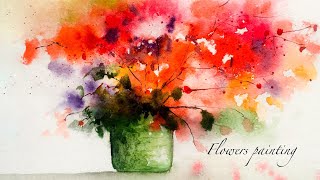 painting of pots in the abstract style . very easy . watercolor painting