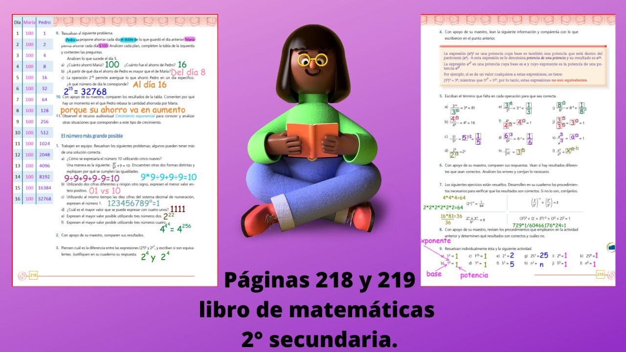 Páginas 218 y 219 libro de matemáticas 2° secundaria