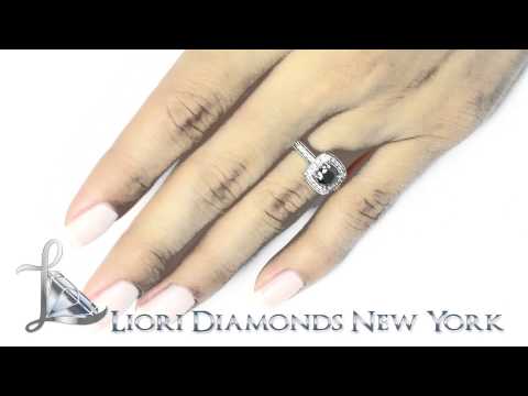 BDR-SOLD-012 - 1.03 Ct Certified Natural Black Diamond Engagement Ring 18k White Gold Pave Halo