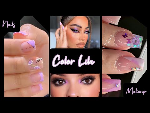 UÑAS ACRÍLICO LILA 2023 MAKEUP LILA 2023 #nails #tendenciaenuñas #acrylicnails #makeup #ideasnails
