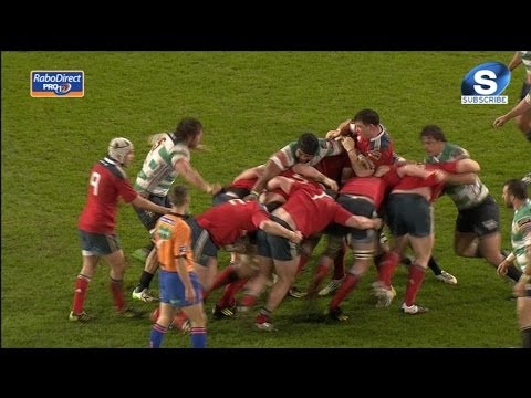 JJ Hanrahan penalty attempt goes left & wide - Munster v Benetton Treviso 22nd March 2014