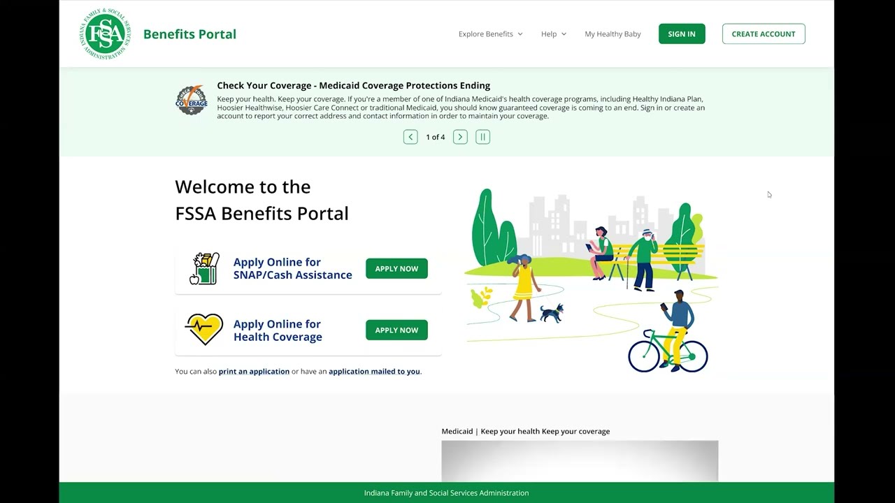 Indiana FSSA video thumbnail for submitting a SNAP application online
