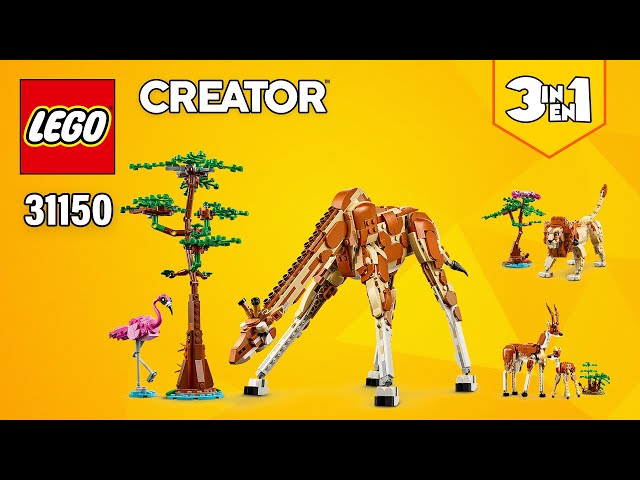 Vídeo relacionado con Lego Creator 3 en 1 Safari de Animales Salvajes con Jirafa de Juguete Convertible en Figuras de Gacelas y León, Juego de Construcción y Regalo de Naturaleza para Niñas y Niños de 9 Años o Más 31150