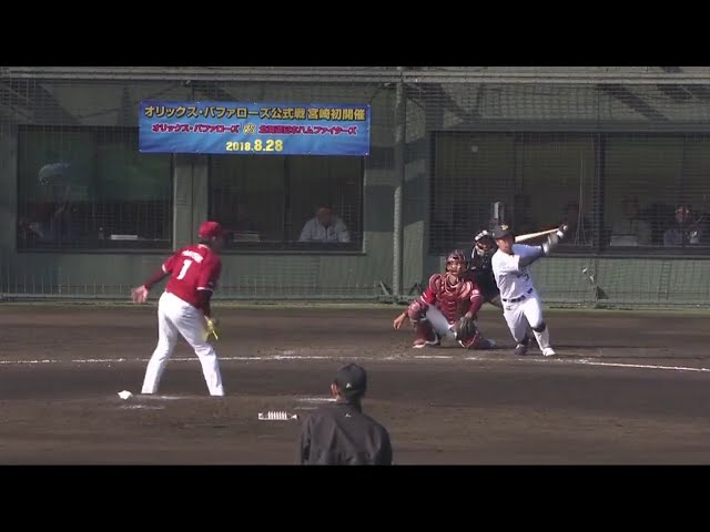 【みやざきベースボールゲームズ】バファローズルーキー・山足が2ベースヒット!! 2018/2/27 Bs-E