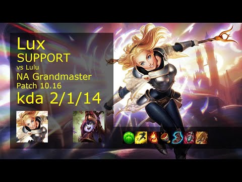 Lux Support vs Lulu - NA Grandmaster 2/1/14 Patch 10.16 Gameplay