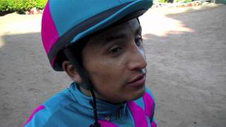 Kathy Walsh and Rafael Bejarano after Sarah's Secret wins the Honeymoon Handicap (Gr. II)