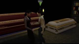 The Sims 4. ~ Vampire couple trying for a baby in coffin.