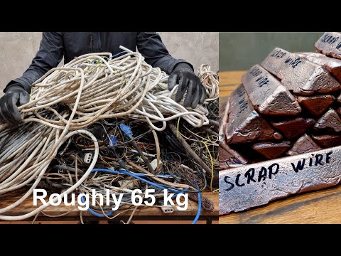 Striping ang melting copper wires into ingots