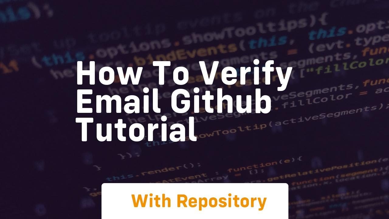 How to verify email github tutorial