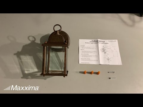 Maxxima LED Porch Lantern Outdoor Wall Light, Aged Bronze w/ Clear Glass, Dusk to Dawn Sensor