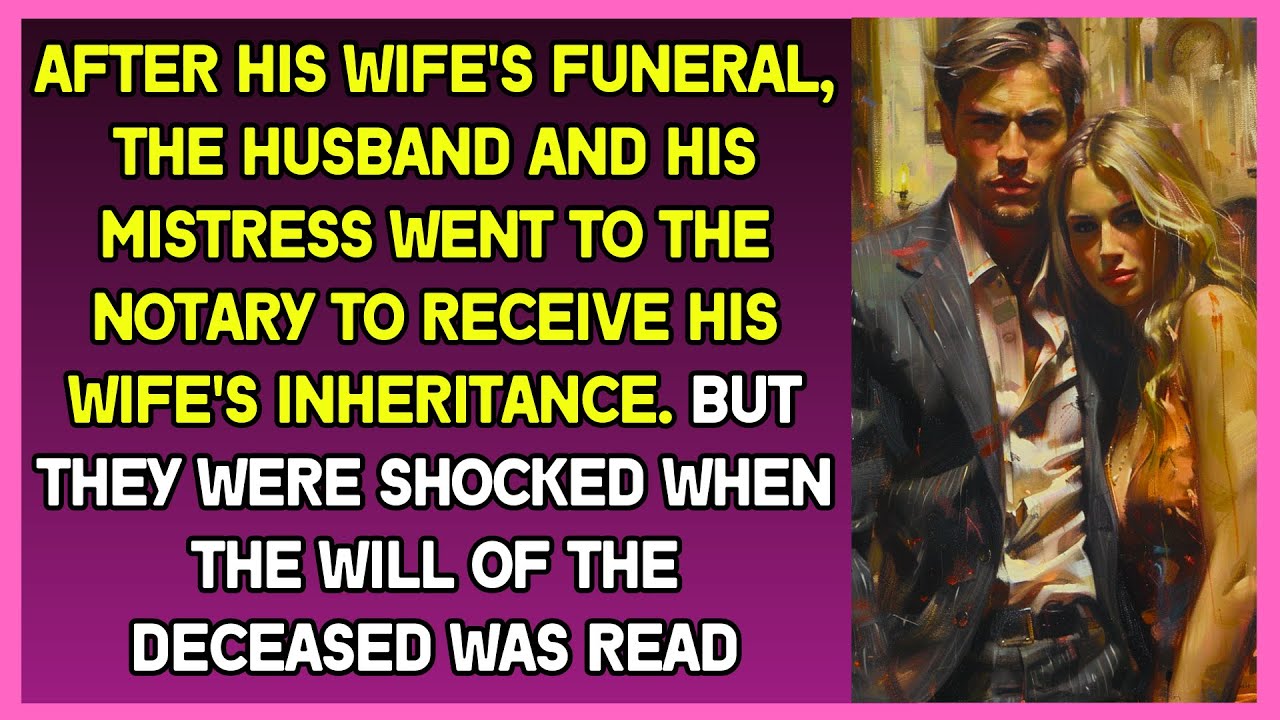 After his wife's funeral, the husband and his mistress went to the notary for  wife's inheritance