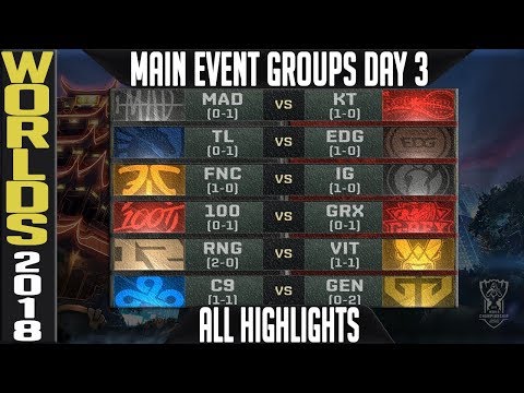 LoL Worlds 2018 Day 3 Highlights ALL GAMES - Main event Group Stage + Standings & MVP