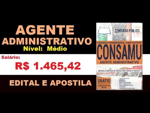 Edital Apostila Concurso CONSAMU PR 2019 Cargo Agente Administrativo
