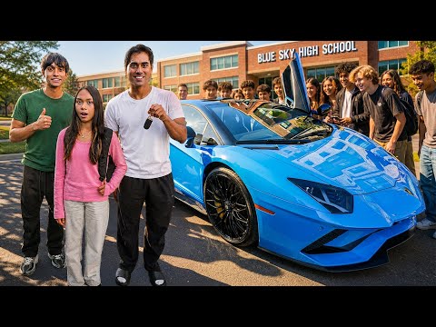 Picking Up Our Little Sister From School In My NEW Lamborghini Aventador!