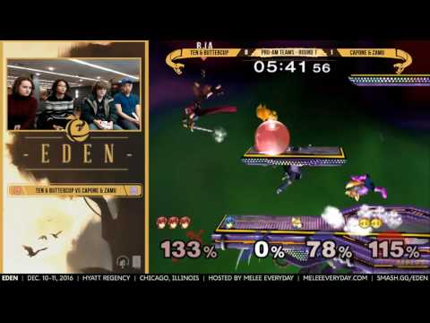 Eden - Ten & Buttercup (Fox, Peach) vs. Capone & Zamu (Marth, Fox) - SSBM - Pro-Am Doubles, R1