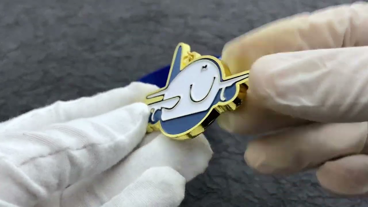 1348-Children cartoon airplane silhouette medal